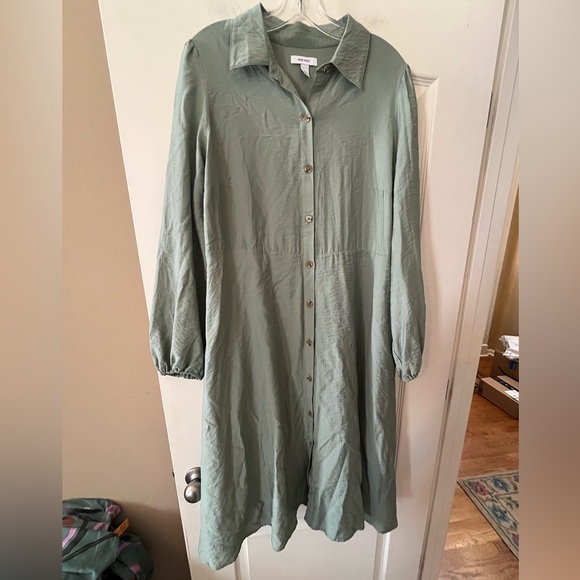Nine West Dresses & Skirts - New! Nine West Button-Front Sage Green Long Shirt Dress Women’s Size Large